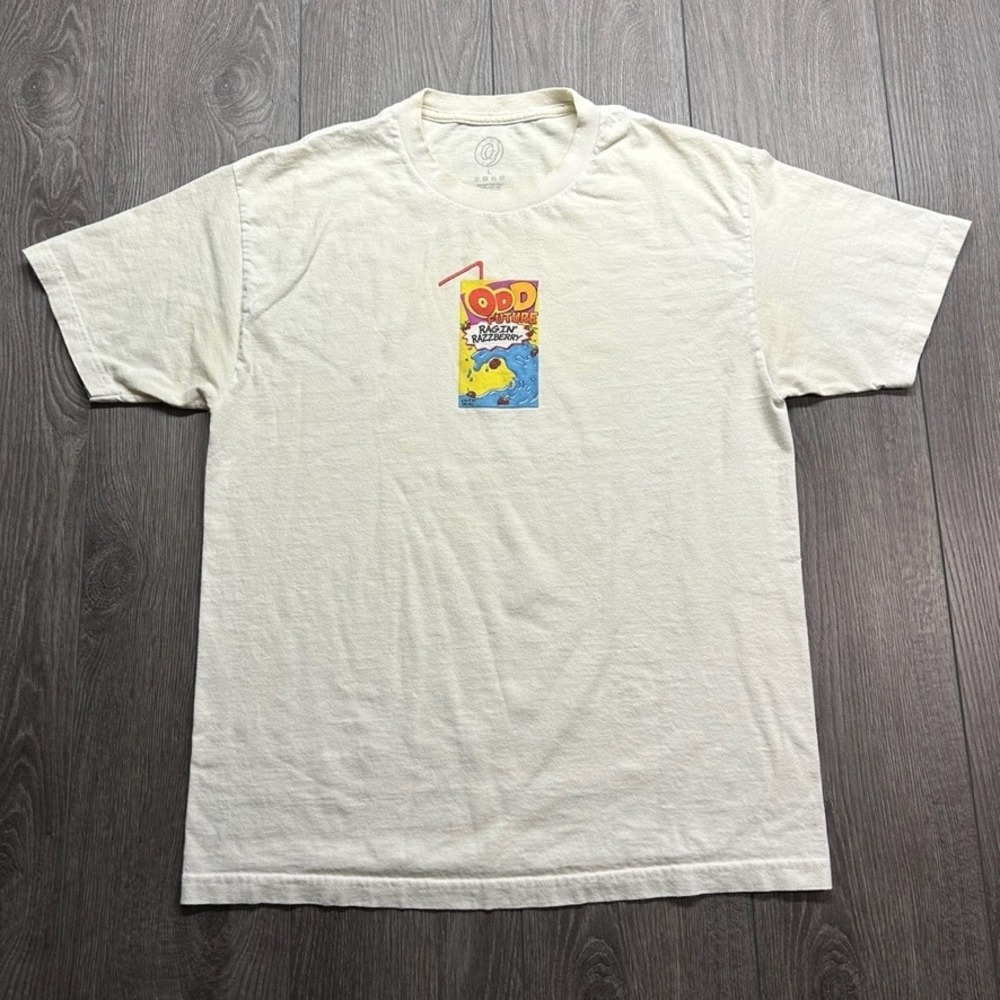 Odd Future Ragin Razzberry Juice Box Graphic T-Shirt Mens Large Cream White